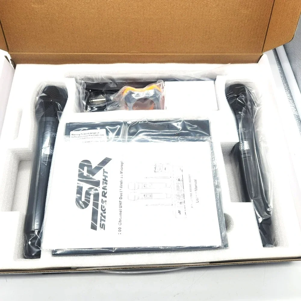 Monoprice Wireless Mic System‎ Dual Handheld 200-Channel UHF for Karaoke Church